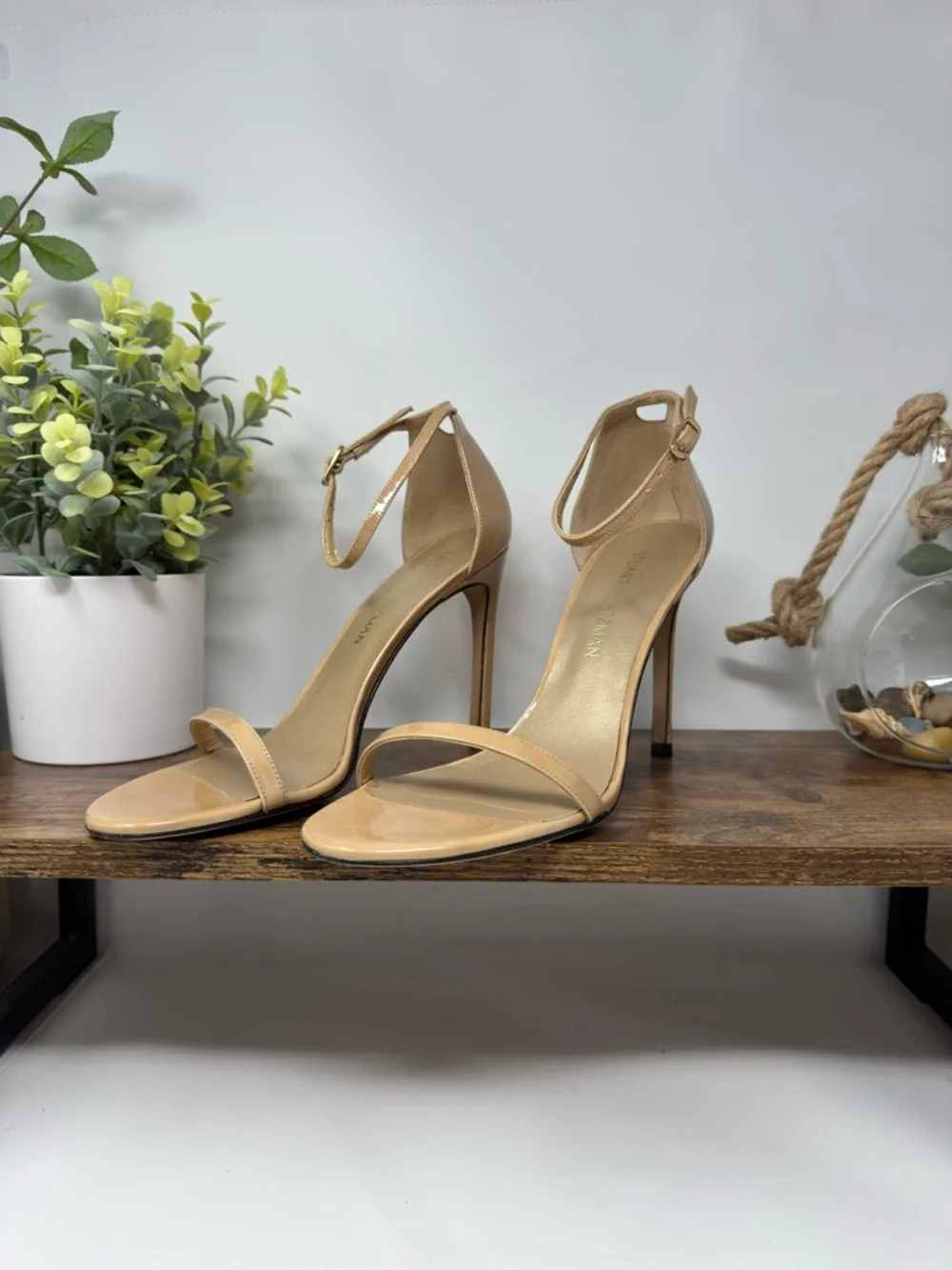 Stuart Weitzman Nudist Ankle-Strap Stiletto‎ 4” Heels Size 9M Elegant Designer